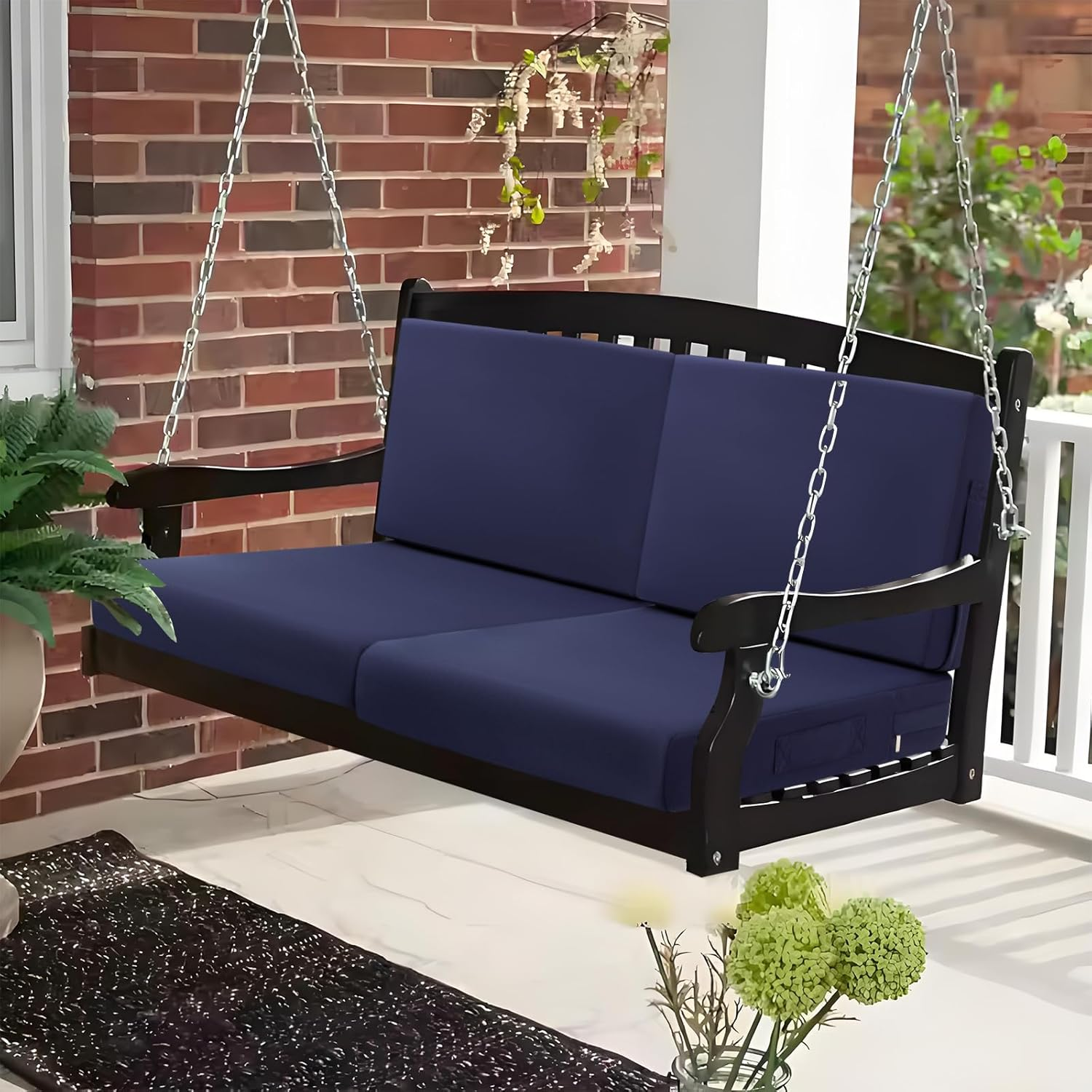 HEBE Outdoor Chair Cushions Set 19 X 19 Inch Waterproof Deep Seat Patio Cushion for Patio Furniture with Fade Resistant, Removable Cover & Handle for Sofa Couch, Blue image number 5