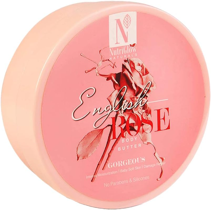 NUTRIGLOW Natural'S English Rose Body Butter Cream with Rose Extracts, Deep Nourishing, Moisturizing Healthy Glowing Skin, Anti-Aging Dark Spots & Skin Treatment 200Gm image number 5
