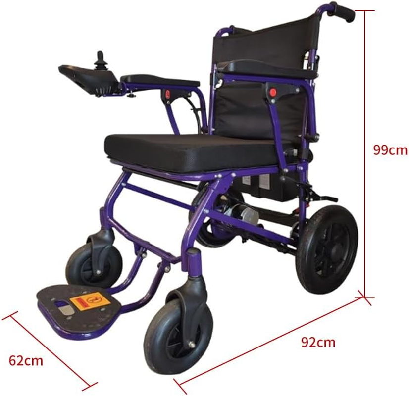 Electric Wheelchair Lithium-Powered Lightweight Foldable - Geezcare Motorized for Adult Seniors, 500W Power - 23Kg Weight with Battery - Airline (MSDS) and Cruise Approval with Aluminium Frame, Detachable Battery & Liftable Armrest -Thick Cushion Seat- Compact Comfort in Purple & Black (Purple)
