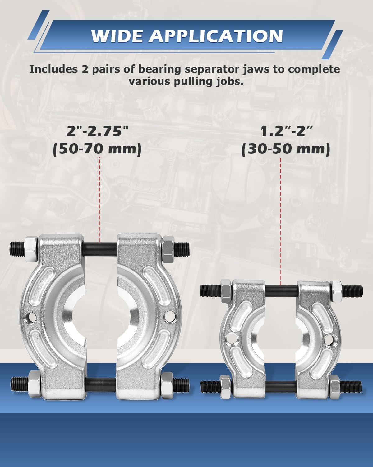 12Pcs 5 Ton Capacity Bearing Separator Puller Set 2" and 3" Splitters Remove Bearings Kit image number 5