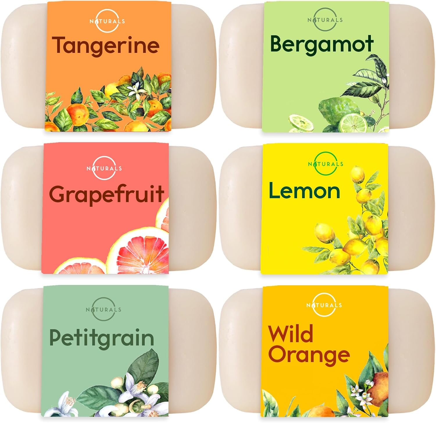 O NATURALS 100% Natural Bar Soap - Gift Set - Organic Ingredients & Essential Oils - Spa Gifts for Women & Men, Body Wash & Face Soap - 6PC Citrus Soap Collection image number 4