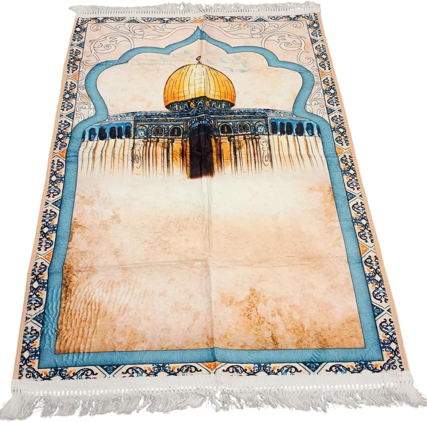 Muslim Prayer Mat for Mussallah, Prayer Room Zaawiya, Sajadah, Namaz, Nimaz, Felt Backing Prayer Rug, Prayer Rug for Muslims, Ramadan or Eid Gifts (Palestine - Al Aqsa -, 70X110 Cms) image number 4