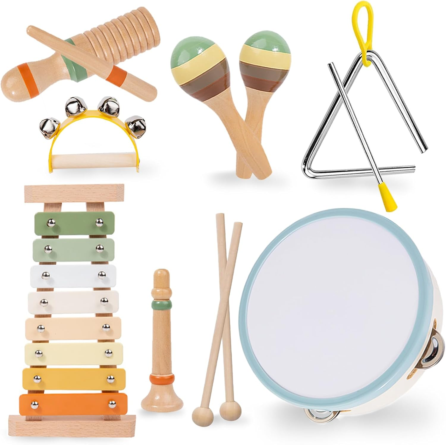 7 in 1 Musical Instruments Set for Toddler, Wooden Montessori Toys Best Birthday Gifts for Boys and Girls, Preschool Educational Musical Toys for 1 2 3 Year Old image number 6
