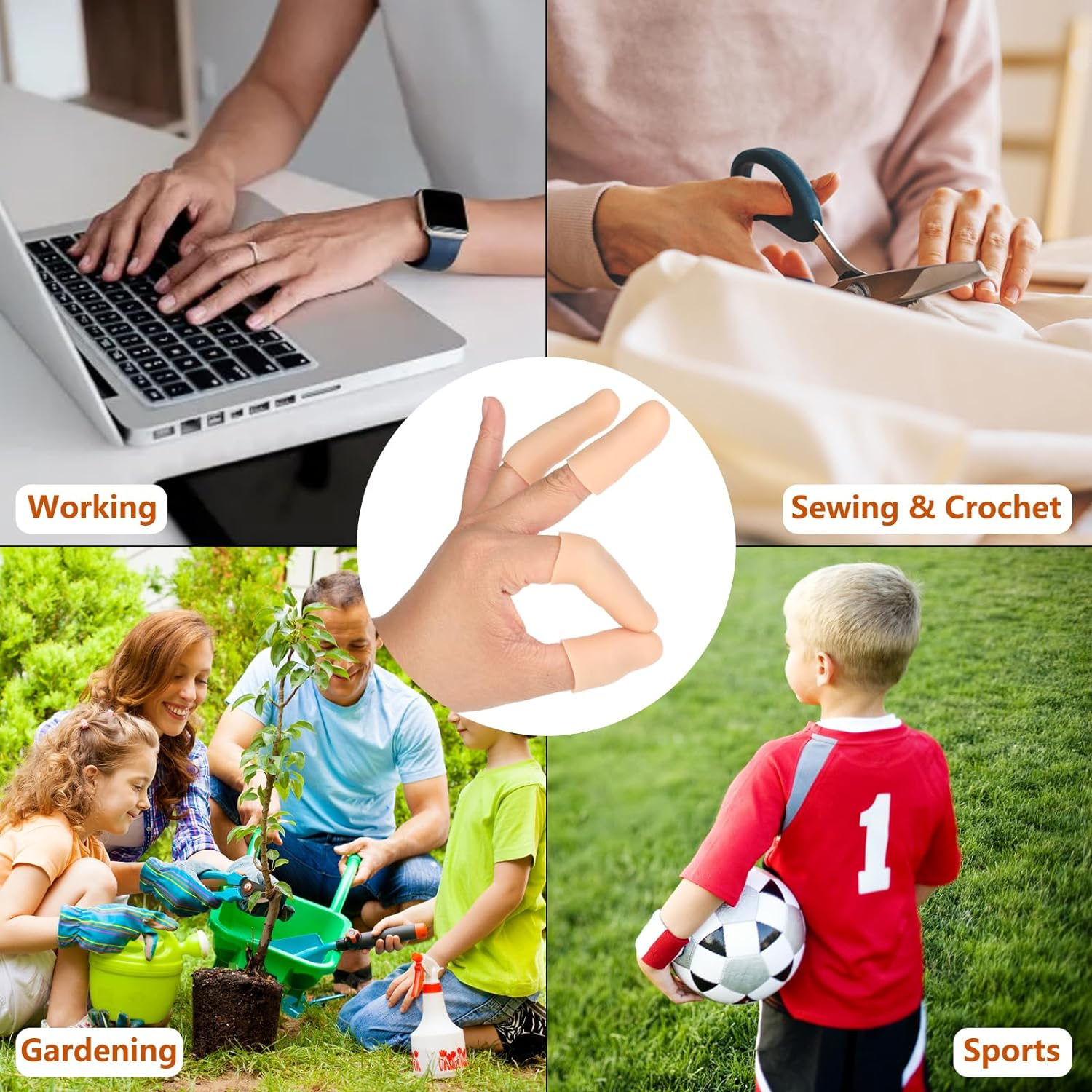 20 PCS Gel Finger Cots, Silicone Finger Protectors, Finger Sleeves for Dry Skin, Rubber Finger Covers for Finger Cracking, Wound, Hand Eczema, Finger Arthritis and More (2 Size, Nude) image number 6