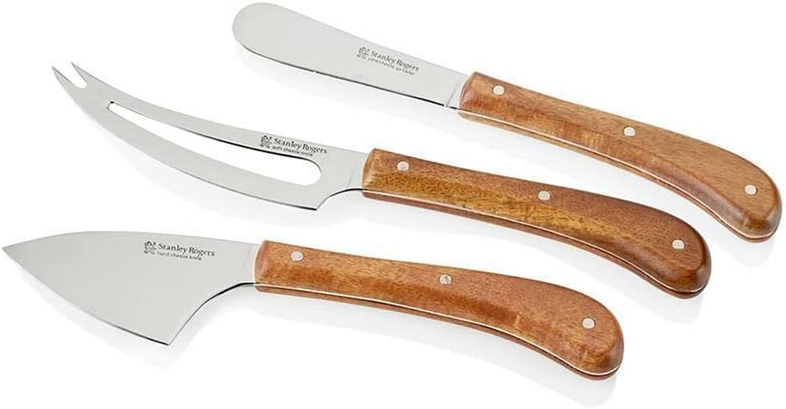 Stanley Rogers Pistol Grip Acacia Cheese Knife Set 3- Piece Cheese Spreader Soft and Hard Cheese Knives and with Sharp Stainless Steel Blades and Wooden Handles in Gift Box image number 3