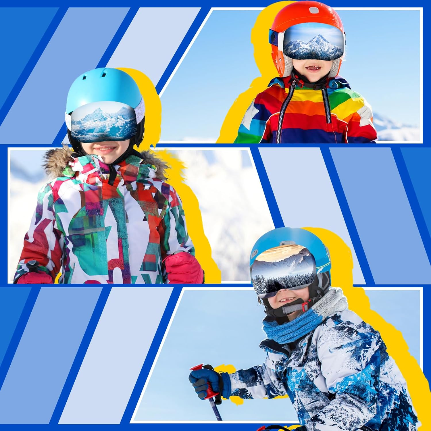 6 Pcs Ski Snowboard Goggle Cover Sleeve Protective Goggle Cover Protectors Lens Scratch Dust Protection for Travel Storage Youth and Kids Accessories, 6 Styles