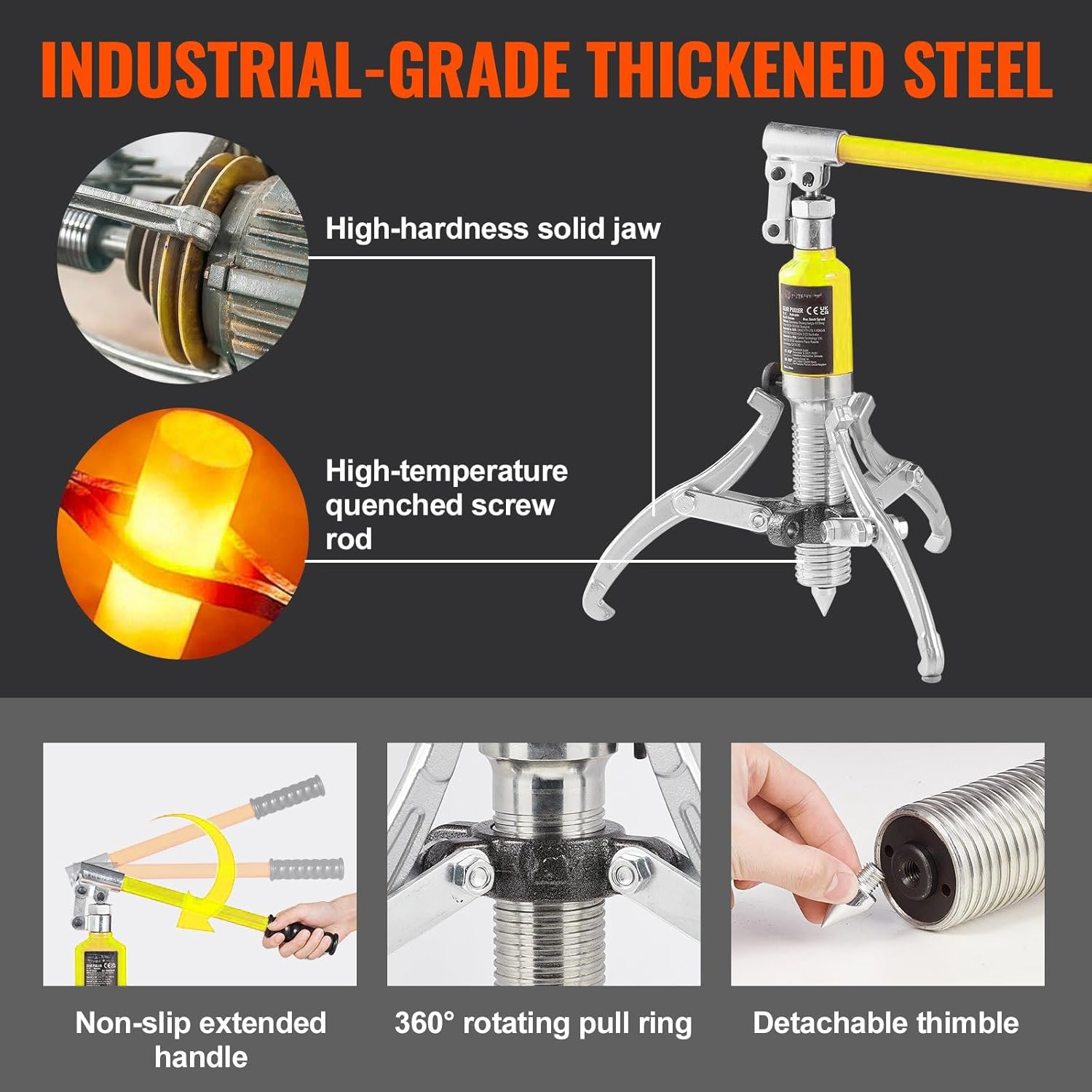 Hydraulic Gear Puller, 5 Ton Max Capacity Wheel Bearing Pulling Separator, 2 or 3 Jaws Puller, Vertically and Horizontally, 8" Jaw Hydraulic Puller with Case for Pulling Hubs image number 4