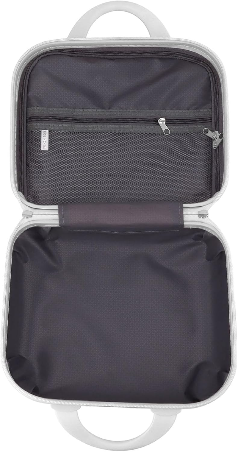 Small Travel Hand Luggage, ABS Lightweight Impact Resistant Large Capacity Makeup Travel Case for Trip (Cream)