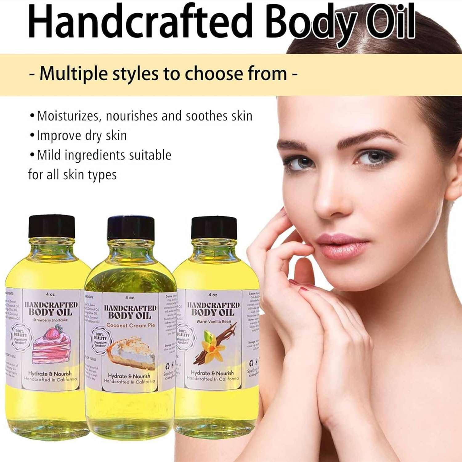 Pohdhk Coconut Cream Pie Body Oil, Handcrafted Body Oil Coconut Cream Pie, Body Juice Oil Vanilla, Moisturizing Body Oil Vanilla, Hand Crafted Body Oil for All Skin Types (Coconut) image number 5