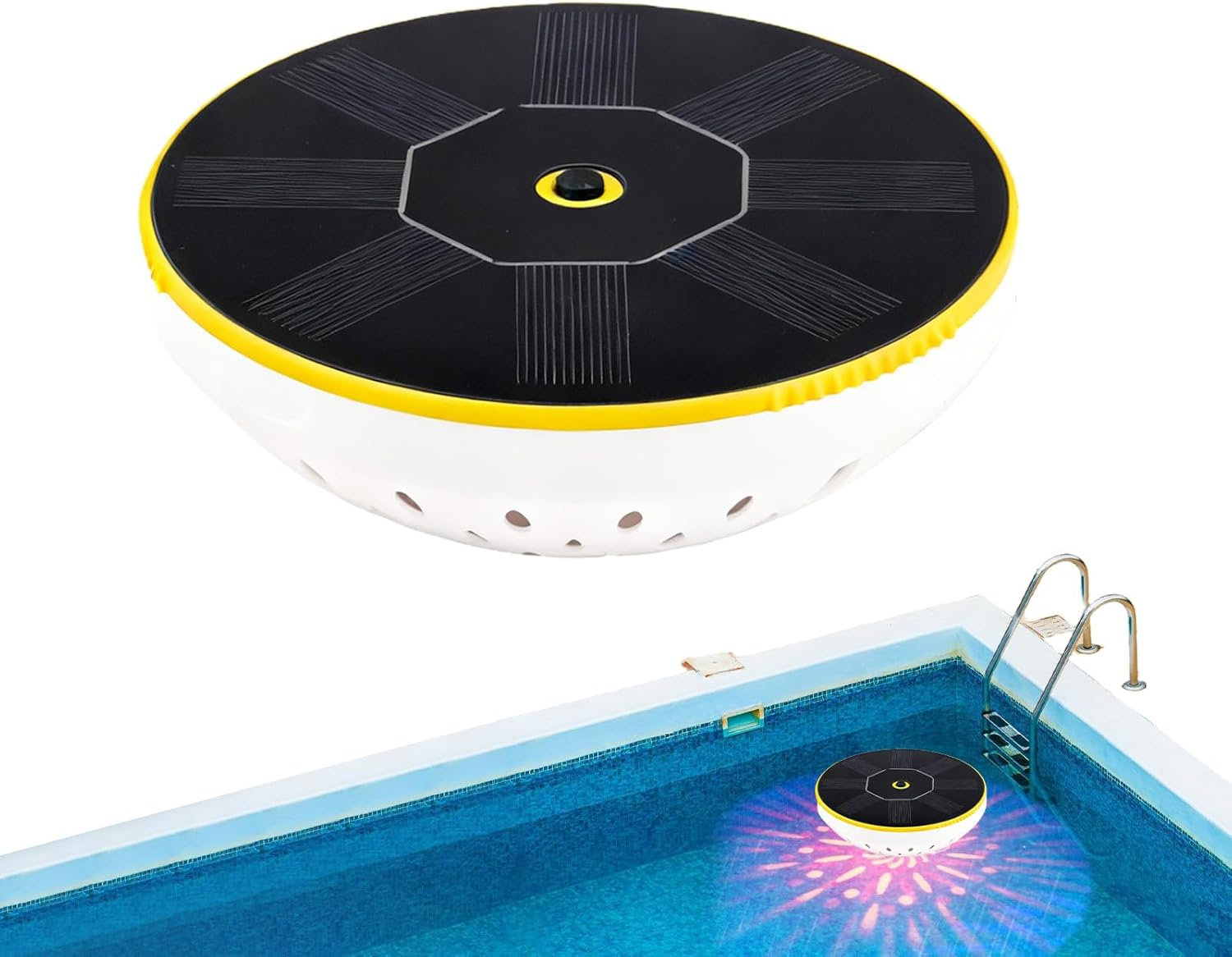 Solar Powered Pool Lights - 14X6Cm Color Changing Floating LED Pool Lamp, Waterproof Solar Pond Lamp | Pond Lamps for Outdoor Party Beach Backyard Garden Poolside Patio Home Fountain Lawn Landscape, N image number 1