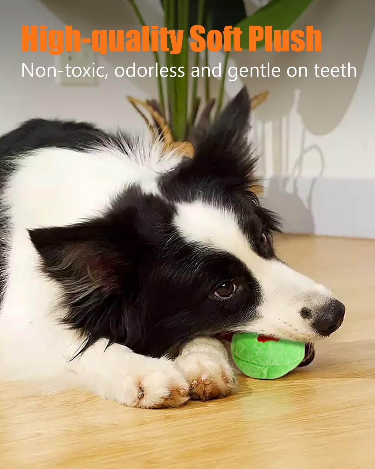 Squeaky Dog Toys, Stuffed Plush Puppy Toy Balls to Keep Them Busy, (4 Pack) Interactive Funny Pet Ball with Squeaker for Puppies Small Breed Medium Dogs image number 4