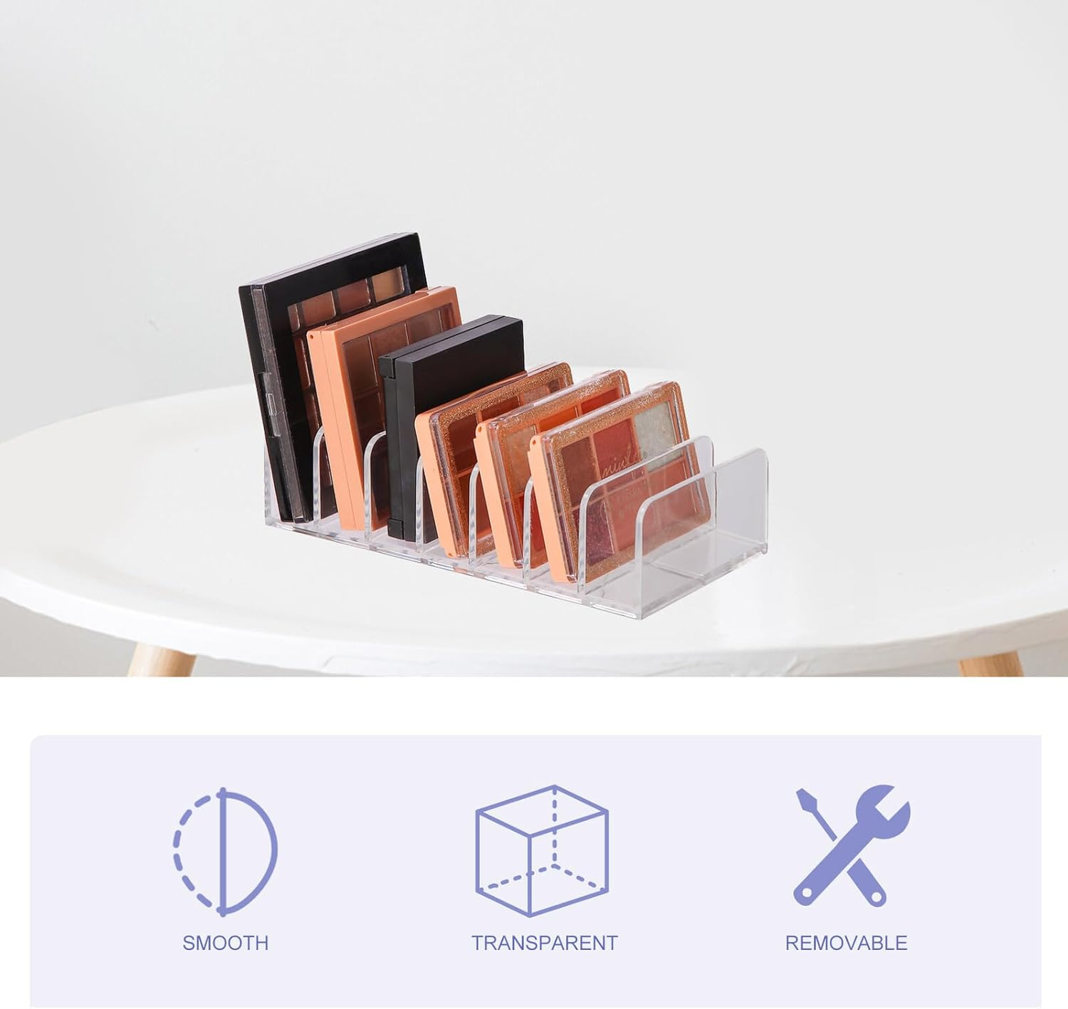 EPIGEIST Pressed Powder Storage Rack Multi-Grid Rack for Eye Shadow Cosmetics Plastic Display Case with Buckle Design for Dressing Tables image number 6