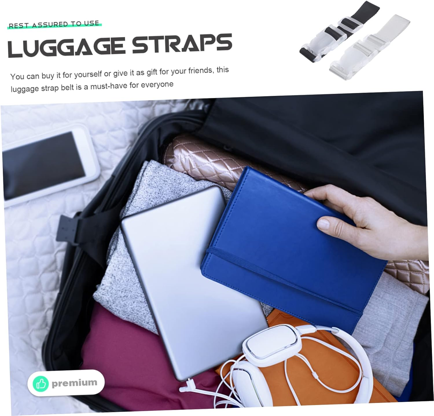 GAROZATION 4Pcs Luggage Straps Suitcase Buckle Straps Heavy Duty for Travel Hiking Camping image number 1