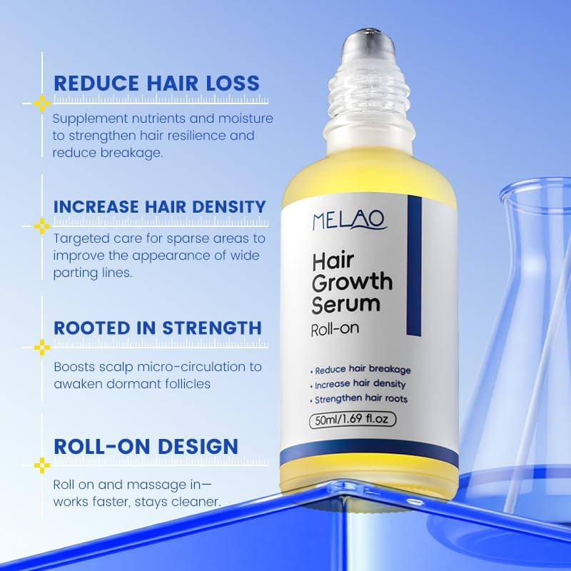Hair Growth Serum with Roller Applicator - 30Ml Scalp Treatment for Thinning Hair - Strengthening & Nourishing Hair Care Essence for Men & Women image number 2