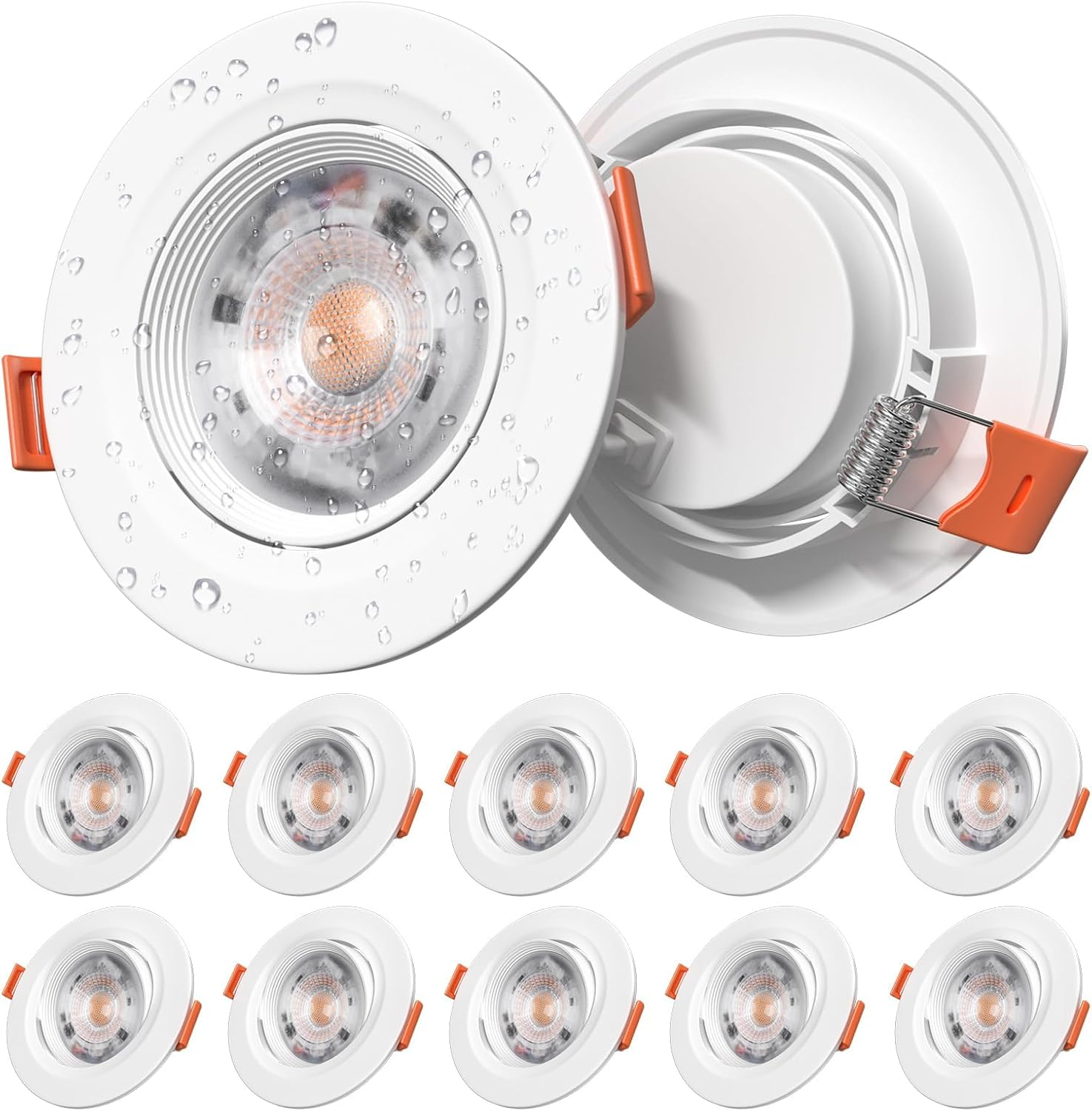 5W LED Recessed Ceiling Light Dimmable IP44 Spotlight,3Cct 2700-3000K,90-100Mm Cutout 450LM Led Downlight Suitable for Kitchen,Bathroom,Bedroom,White, Pack of 10,AUS Plug image number 6