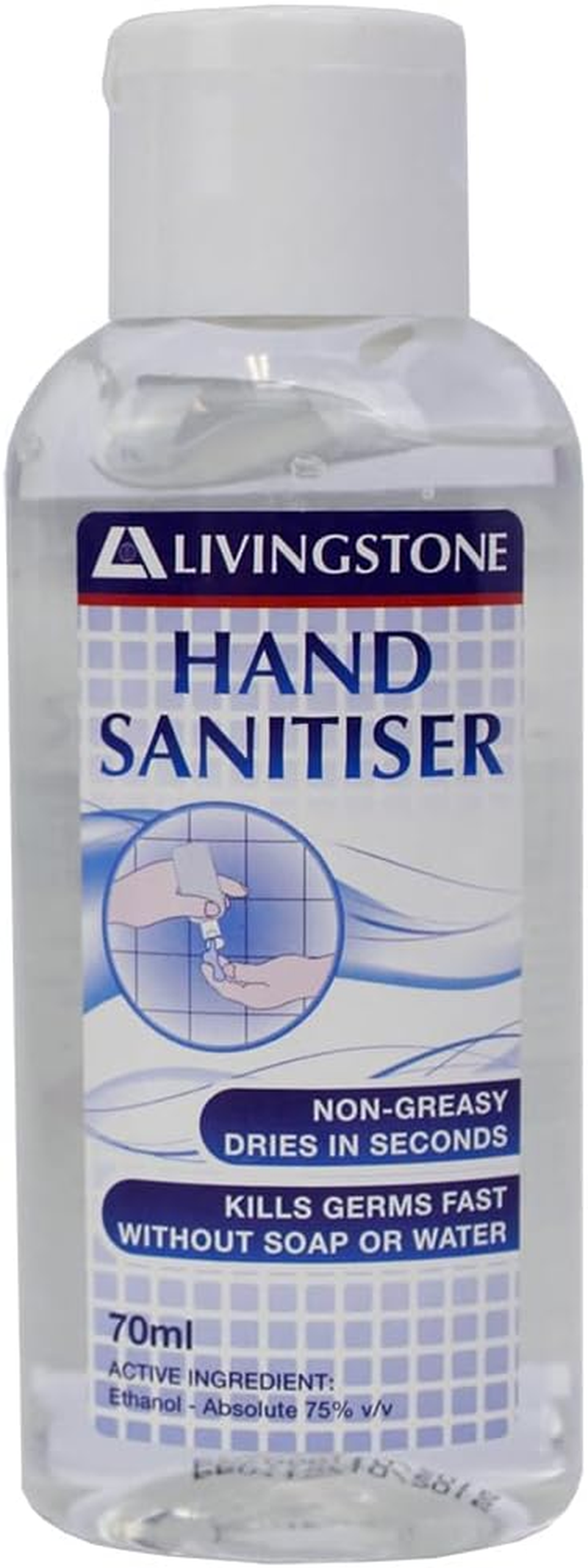 Livingstone Antibacterial Hand Sanitiser and All-Purpose Sanitising Gel 75% Ethanol Ethyl Alcohol 70Ml