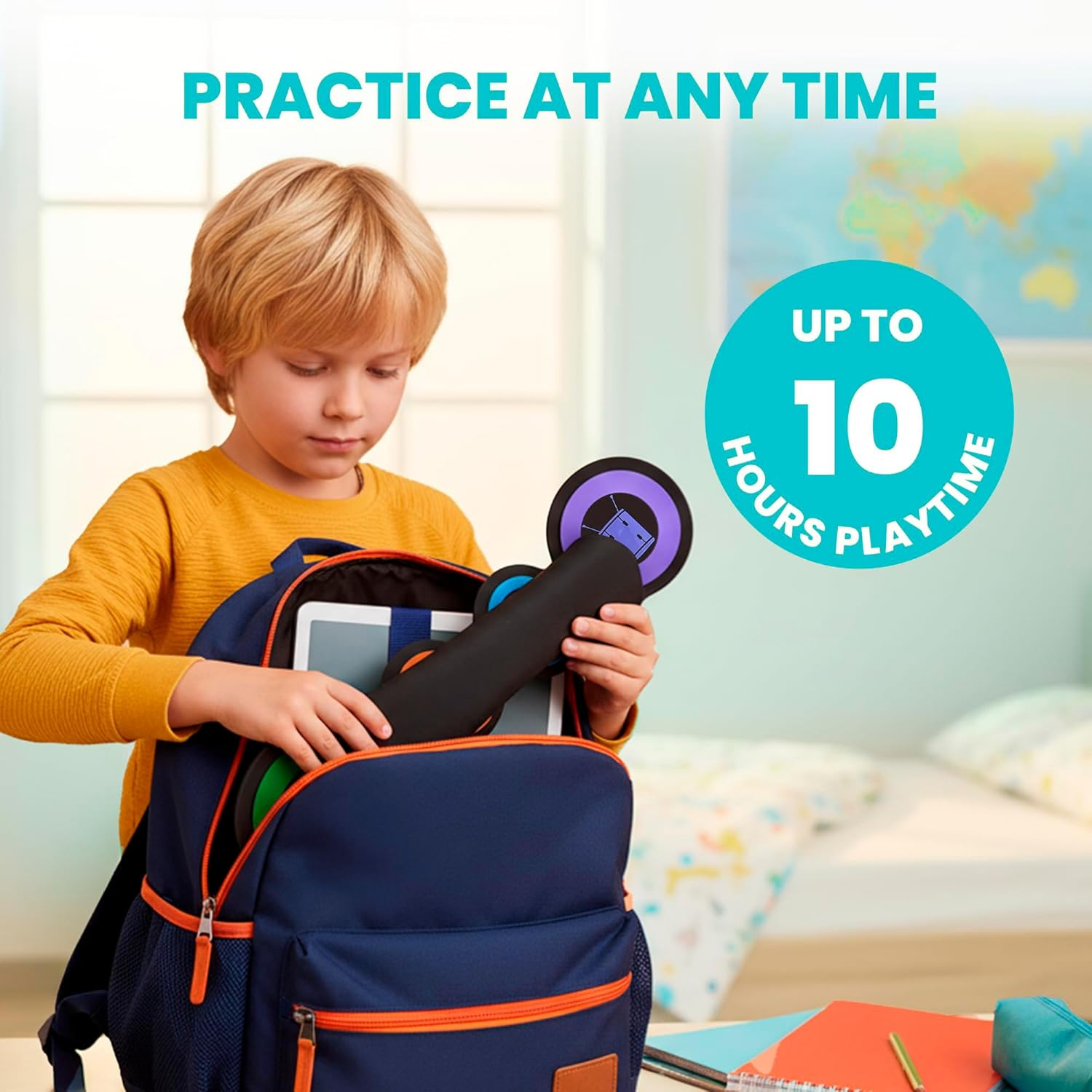 Electric Drum Kit Built-In Speaker, Kids Electronic Drum Practice Pad Set, Portable Roll up Drum Machine with Drumsticks, 2 Foot Pedals，Great Birthday for Boys Girls image number 6