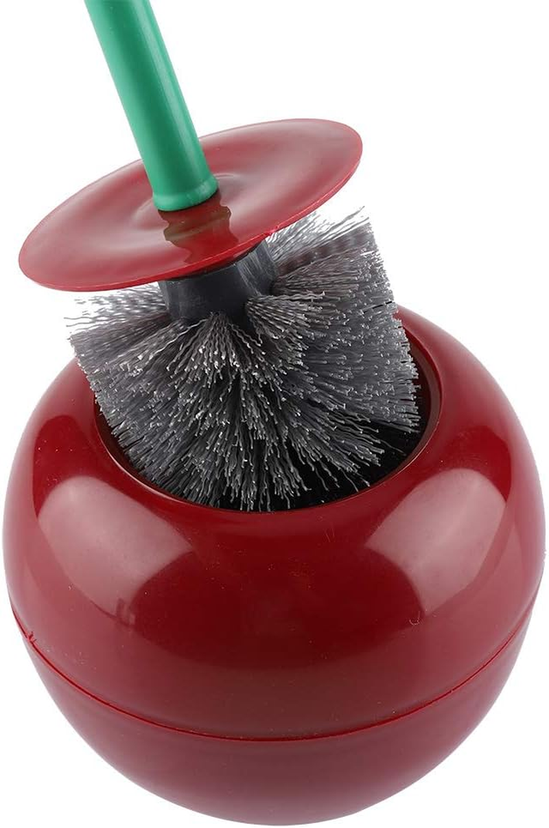 Cherry Shape Toilet Brush and Holder Set, Sturdy Bristles, Portable Canister, Durable, Cherry Design Curve Handle (Dark Red) image number 6