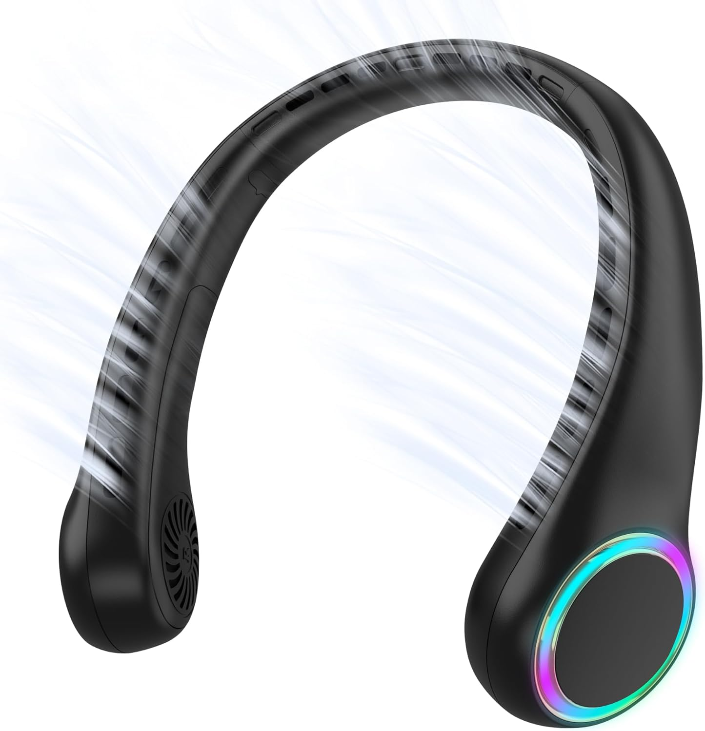 Portable Neck Fan, Personal Fan with 4000Mah Battery, Rechargeable Neck Fan with 3 Speeds and 64 Cool Lights, Birthday Gifts for Men Women Mom Dad, Hands Free Cooling Fan for Summer(White)