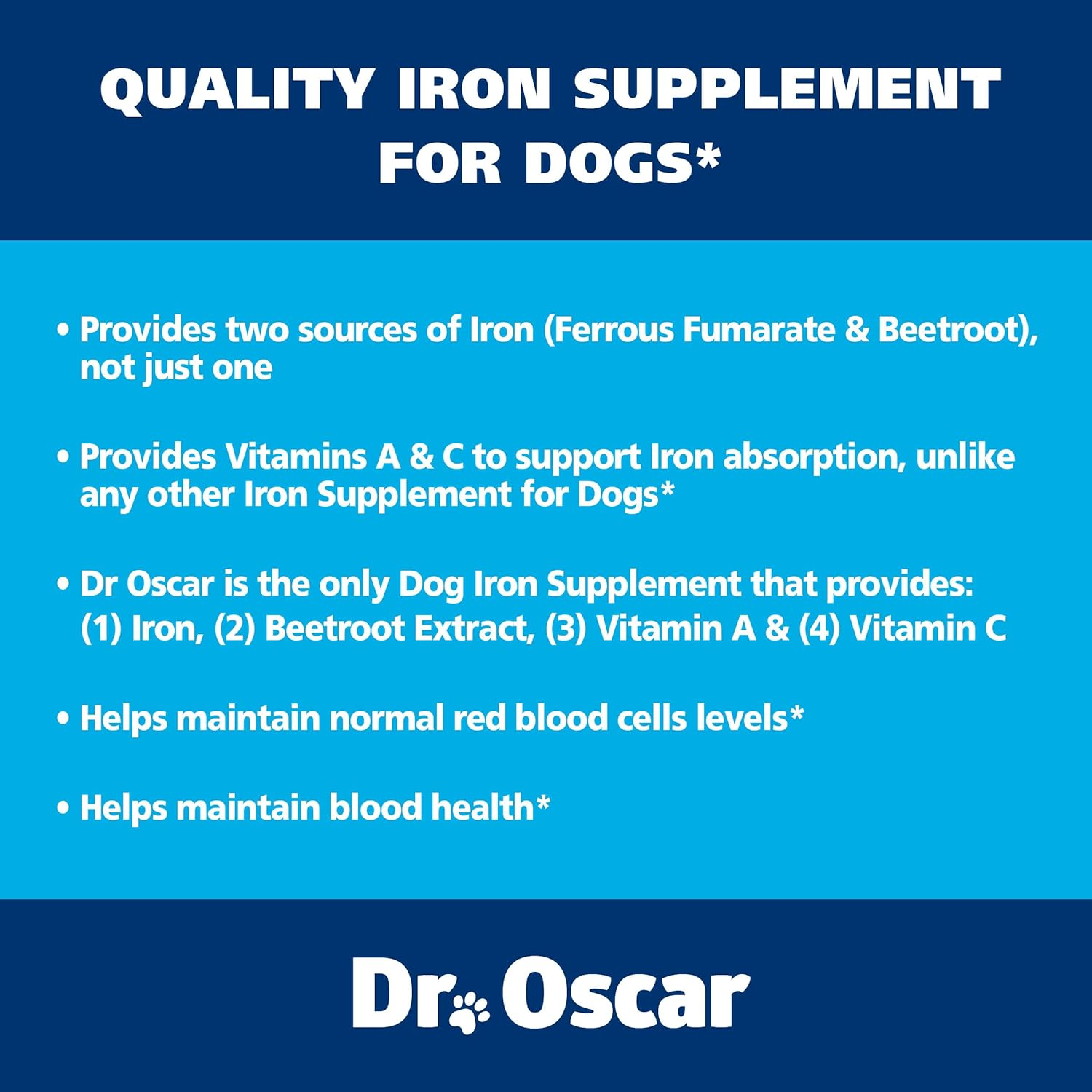 3In1 Blood Aid, Immunity & Energy for Dogs, Iron Supplement for Dogs, Helps Maintain Blood Health, Normal Red Cells Levels & Normal Clotting Function, 120 Tablets image number 3