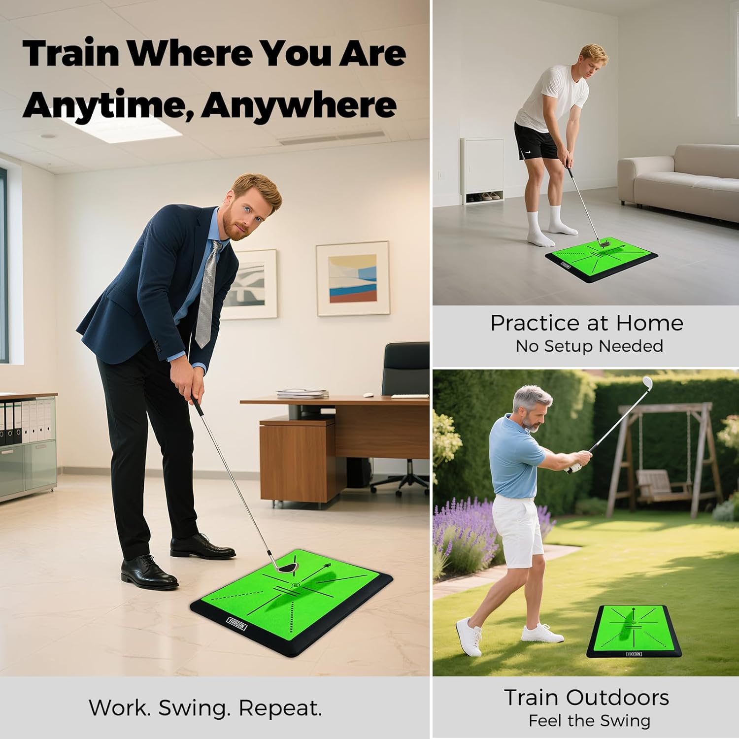 FODESAN Golf Hitting Mat &ndash; Practice Mat with Swing Path Feedback & Impact Detection &ndash; Indoor/Outdoor Use &ndash; Golf Swing Trainer for Home Training &ndash; Great for Dad, Golf Lovers & Beginners