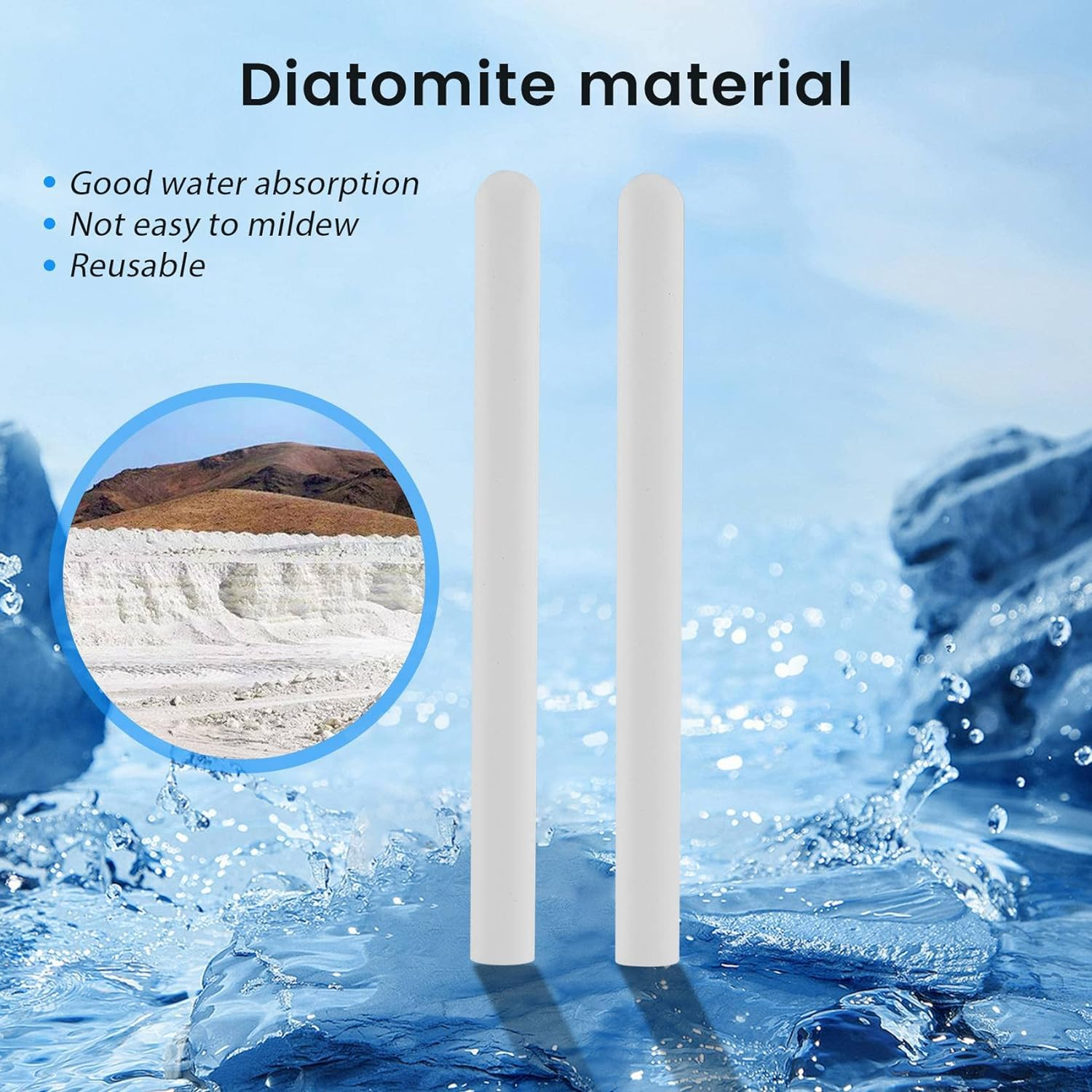 8 Pcs Diatomite Moisture Absorbing Stick Water Absorption Rod Drying Stick Diatomaceous Earth Desiccant for Laundry Home image number 2