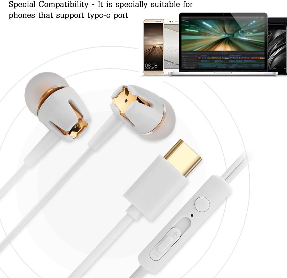 Dilwe USB C/Type C Earphones In-Ear Wired Headphones with Mic and Volume Control Super Deep Bass Hifi Stereo Earbuds Hands- Call, for Android Smartphones with C Type Port image number 2