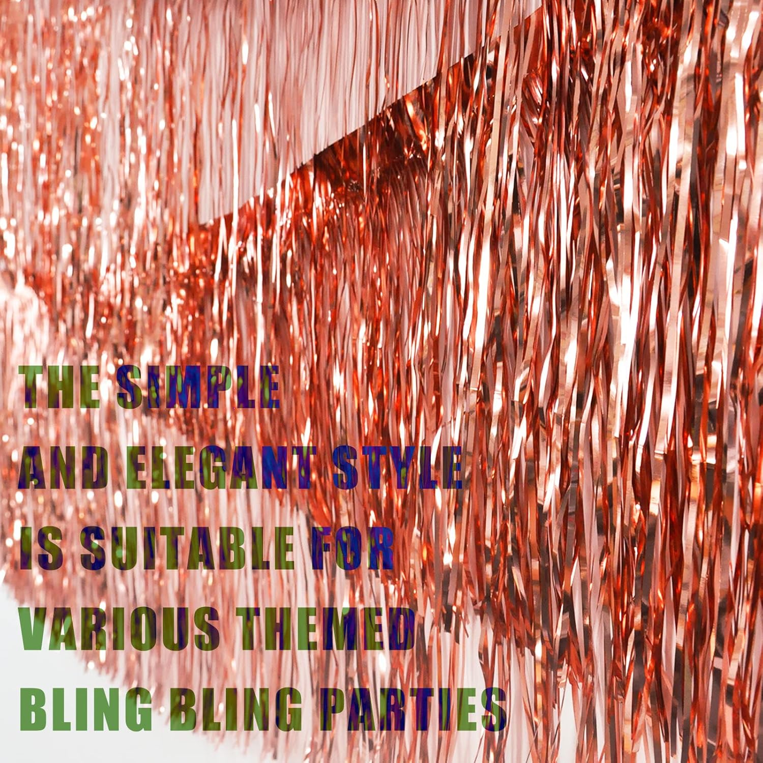 3 Packs Metallic Foil Fringe Garland, Parade Floats Wall Hanging Tinsel Fringe Banners for Wedding Birthday Party Holiday Photographic Wall Window Decoration, 10 Feet, Rose Gold - Rose Gold image number 5