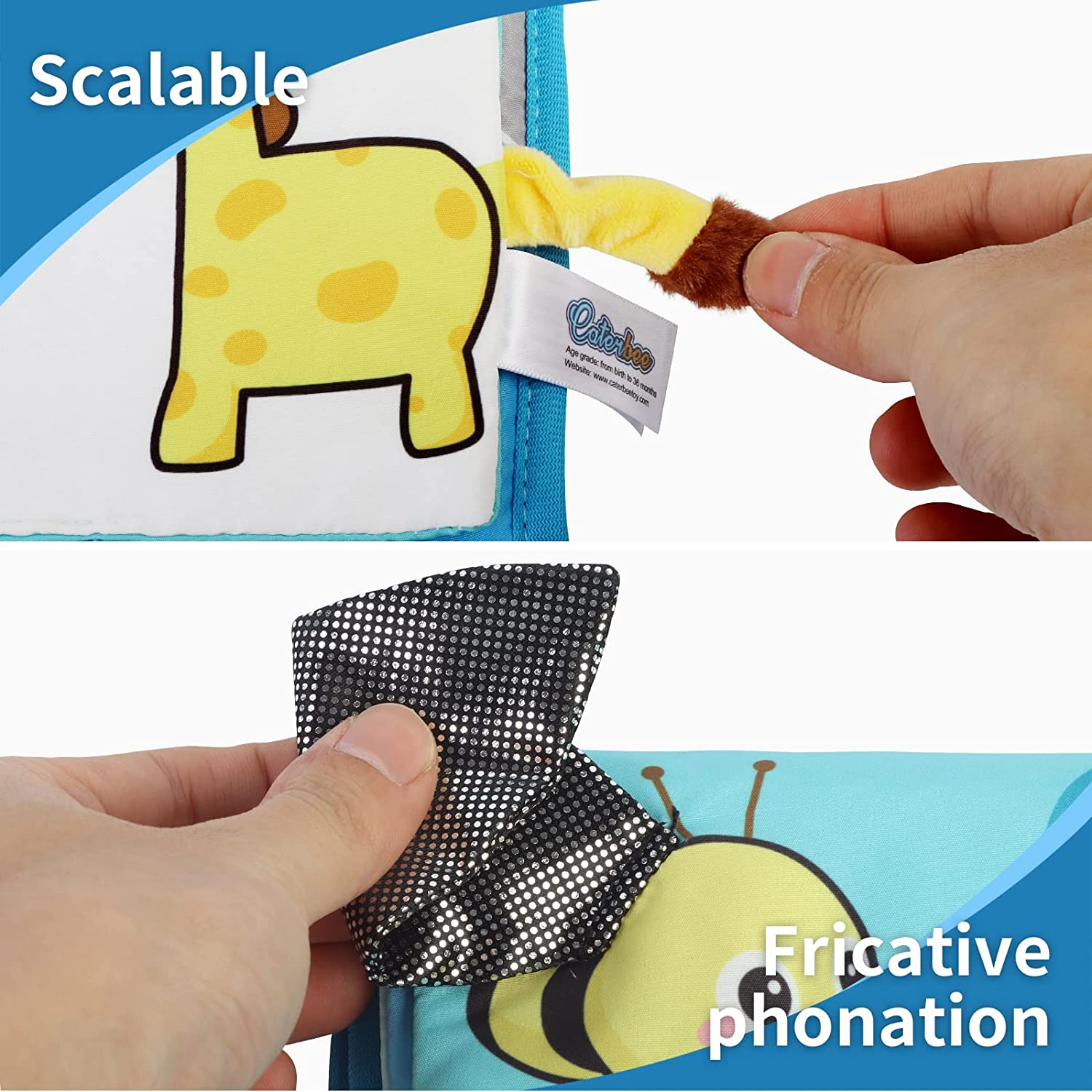 Caterbee Baby Mirror Toy, Tummy Time Soft Crinkle Activity Book Infant Toys for Gift 0-36 Months Toddler (10 Different Patterns) image number 2