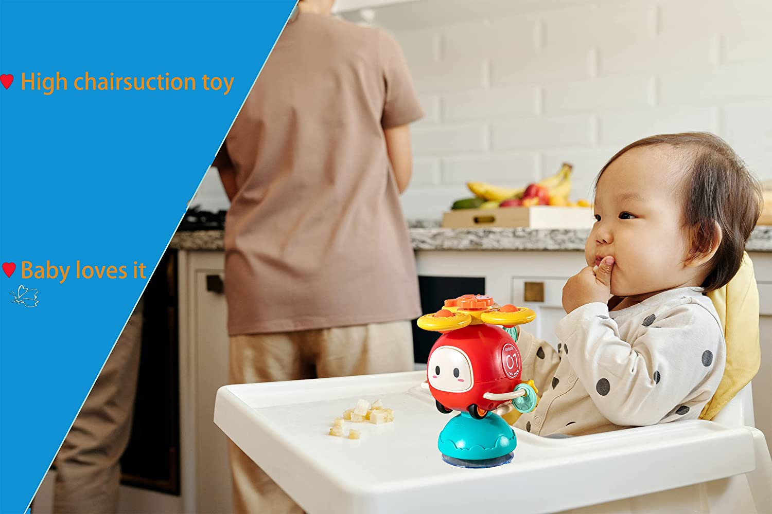 3-In-1 High Chair Baby Suction Cup Spinner Toy，Montessori Top Spinning Gyro Toy, Bath and Shower Early Learning Toy 6 to 18 Months, Children'S Christmas Day Gift image number 1