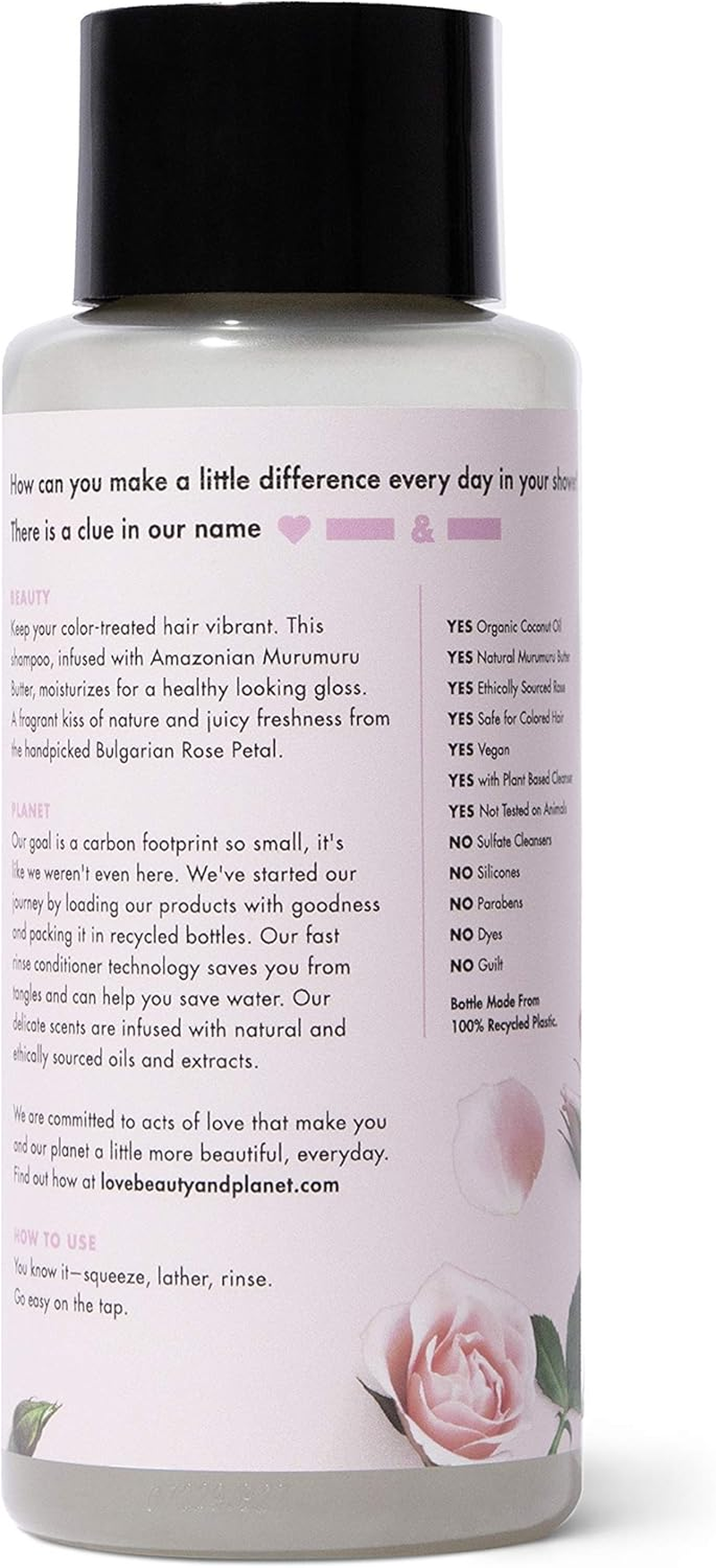 Love Beauty and Planet, Blooming Color Sulfate Free Shampoo for Color Treated Hair 13.5, Murumuru Butter and Rose, Rose, 13.5 Fl Oz (Pack of 2) image number 5