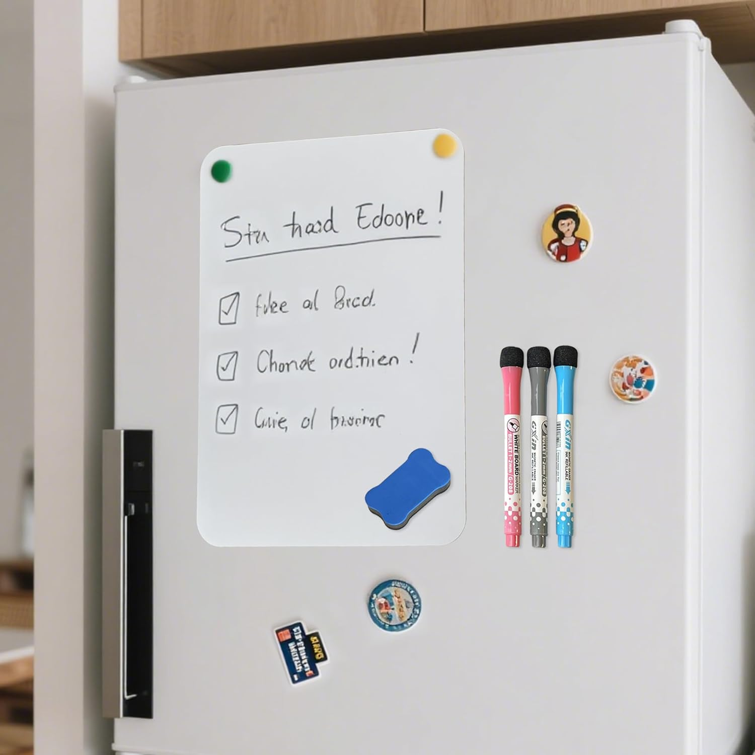 A4 Magnetic Whiteboard for Fridge &ndash; Dry Erase Board Sheet with 3 Markers & 1 Eraser | Strong Magnet, Easy Clean, Reusable Planner for Kitchen, Office, School image number 5