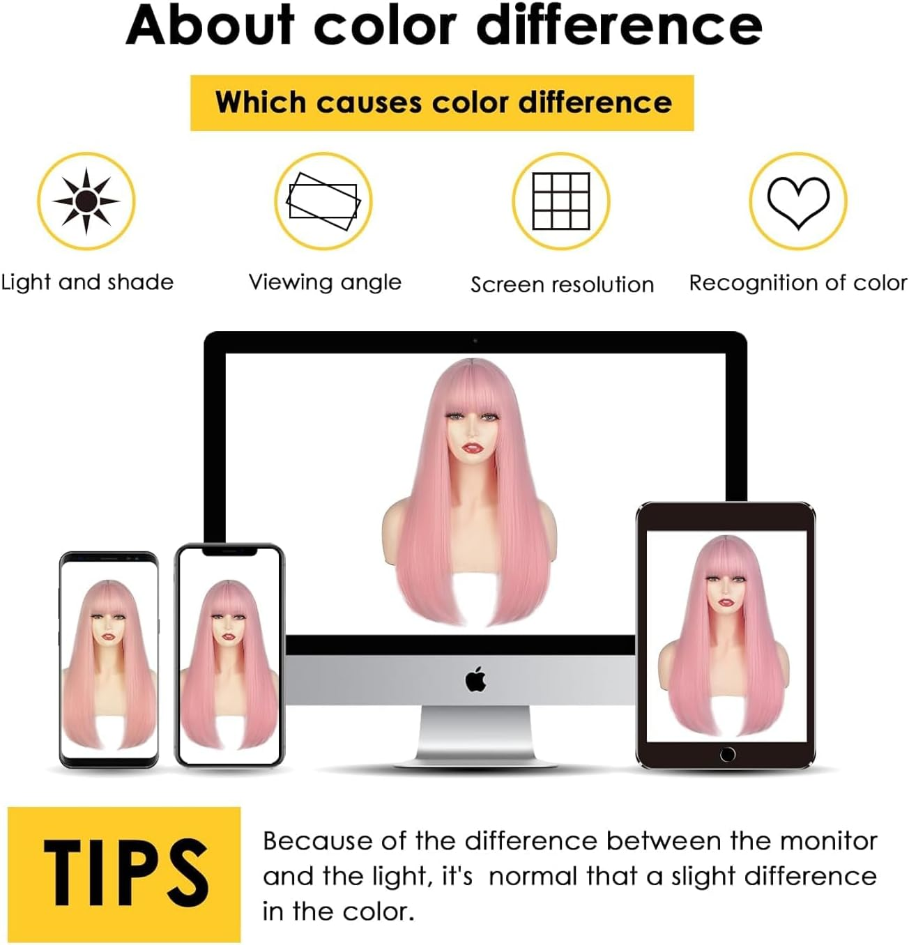 QAUARUMSUN Long Pink Straight Wig with Bangs Light 26 Inch Pink Wigs for Women Pastel Wig for Grils Charming Syntheticcosplay Wig for Party Halloween Daily image number 1