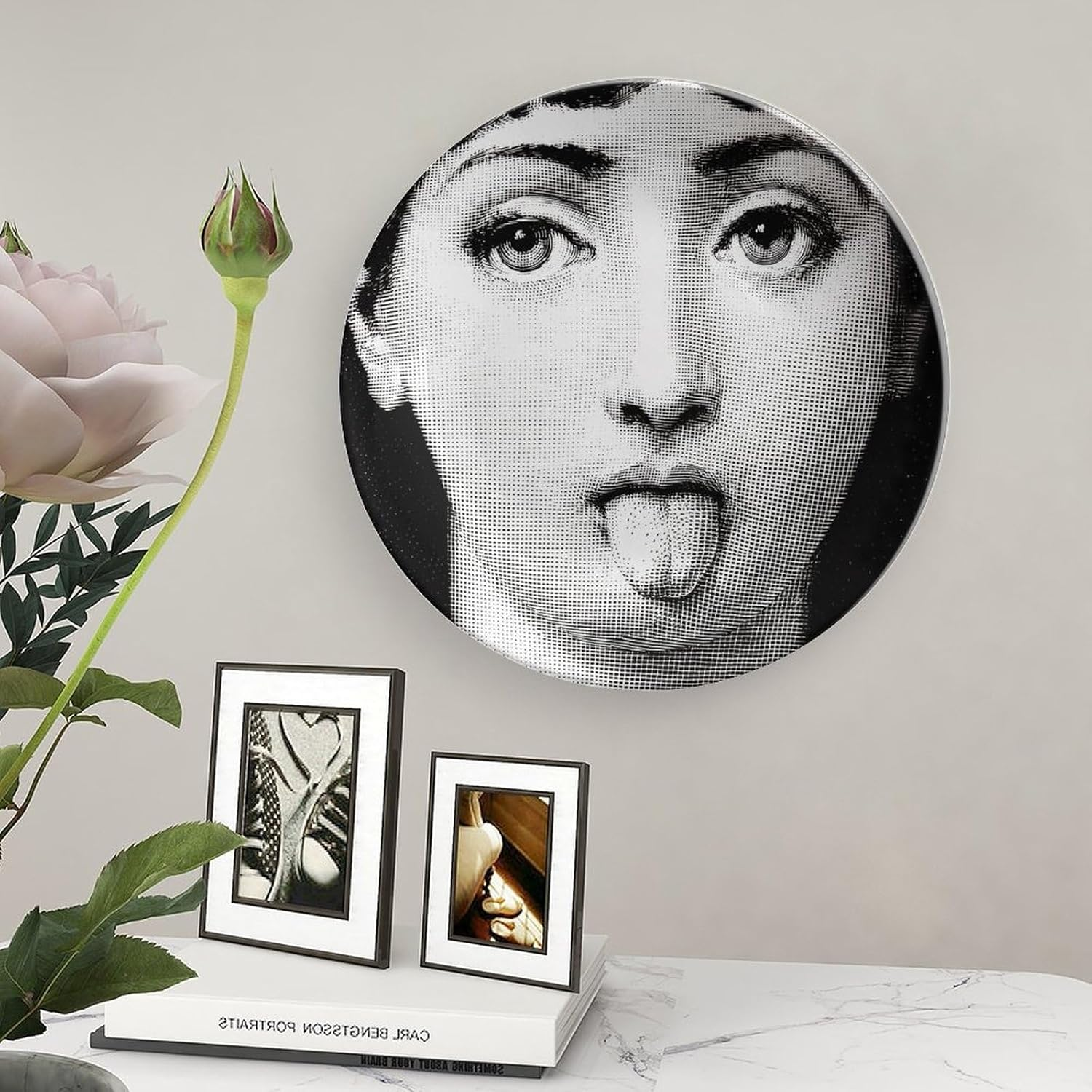 Lina Cavalieri Plate, Wall Decorative Plate, Mysterious Face Plate Wall Hanging Decoration,Including Bracket and Special Spring Hook, 8 Inch, S7 image number 2