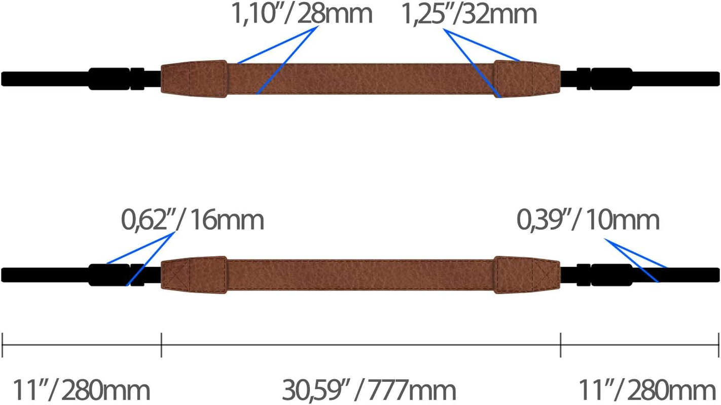 Megagear SLR, DSLR Leather Shoulder or Neck Strap for Canon, Nikon, Samsung, Olympus, Sony, Fujifilm, Panasonic - Dark Brown - Black image number 3
