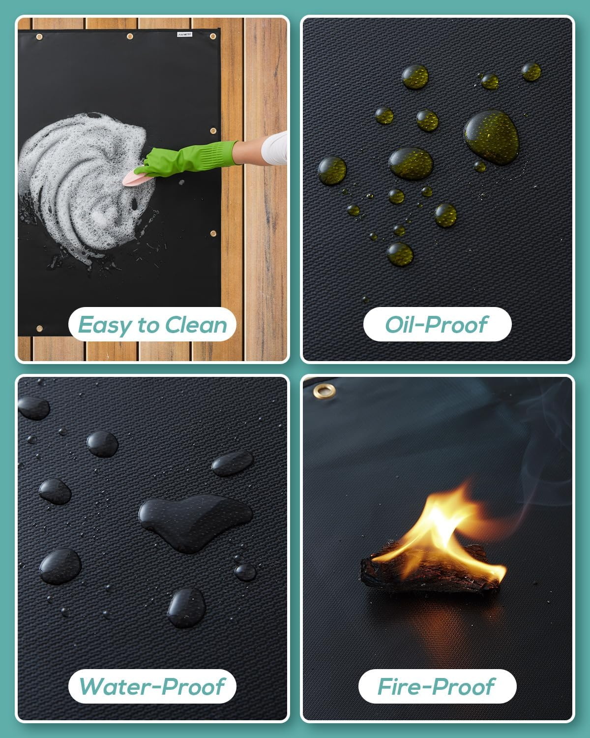 120 X 150 Cm Fire Protection Mat for the Grill, Fireproof Cover and Screen Protector for Deck Fence, Railing, Gas Grill, Stove and Oven, Fireproof Heat Shield behind Grill Wall for Outdoor Use