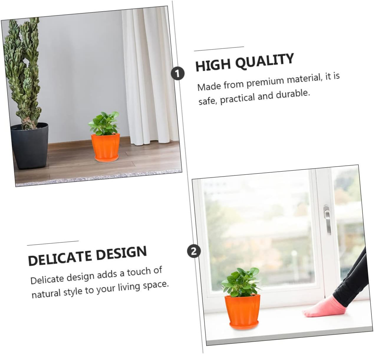 MERRYHAPY 12Pcs Resin Petal Plant Pots Flower Holders for Gardening Home Decor Easy Moveable Drainage image number 6