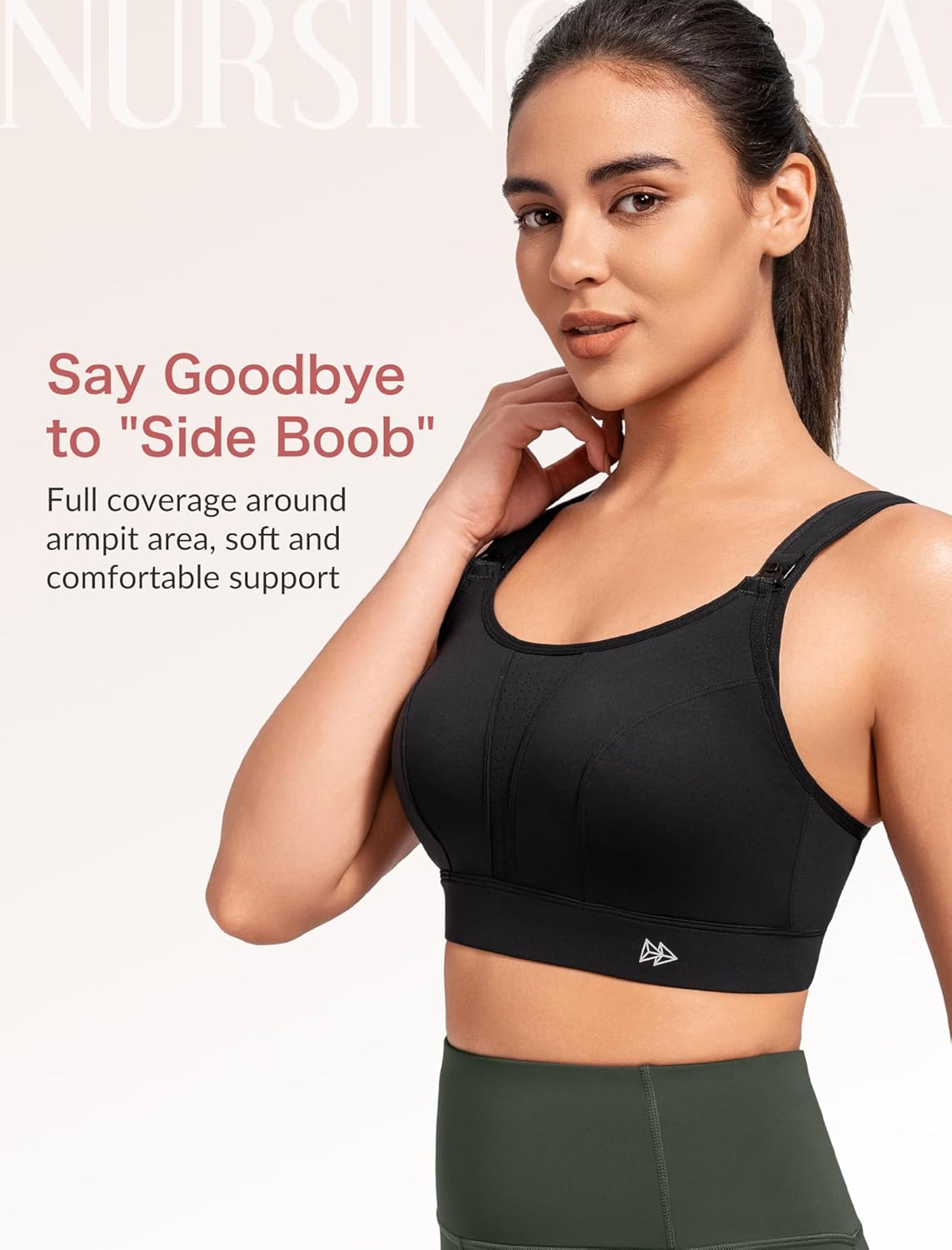 Yvette Nursing Sports Bras for Women Breastfeeding Light Medium Support Sports Bra for Prenancy Maternity Yoga image number 3