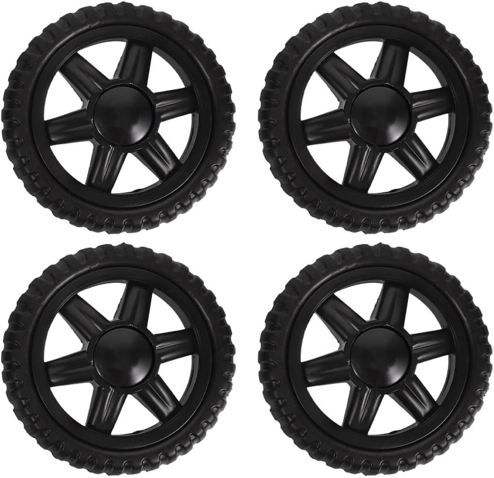 4Pcs Shopping Cart Wheels 5 Inch Heavy Duty Replacement Casters for Grocery Trolleys - Easy Stair Climbing Black Pu Wheels image number 2