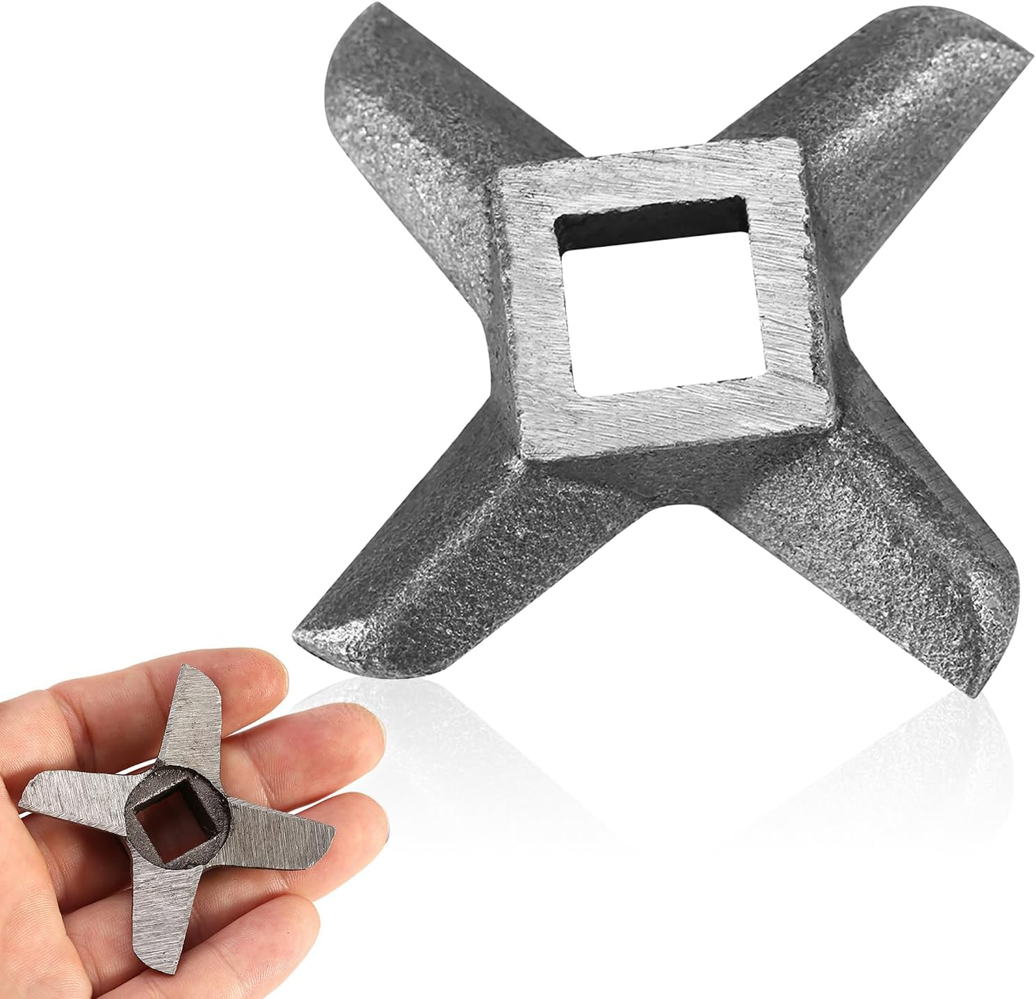 Omabeta 1PCS 61Mm/2.4" Diameter Cross Shaped Meat Grinder Blade with 12Mm/0.5" Central Hole Length, 0.4" Thickness Steel Kitchen Meat Grinder Blade Mincers Cutter Part for All Food Grinder