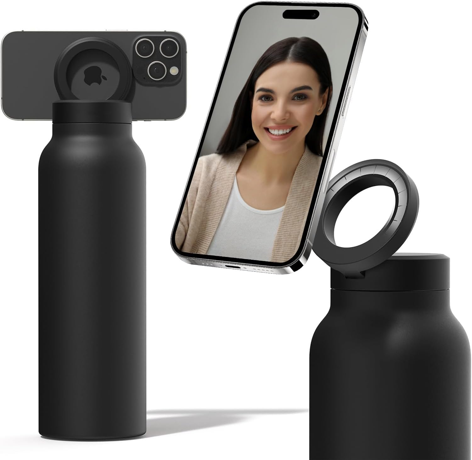 24Oz Water Bottle with Magnetic Phone Holder, Stainless Steel Water Bottles Compatible with Magsafe Phone Mount and Tripod for Iphone, Double Walled Insulated Tumbler for Gym, Sport image number 2