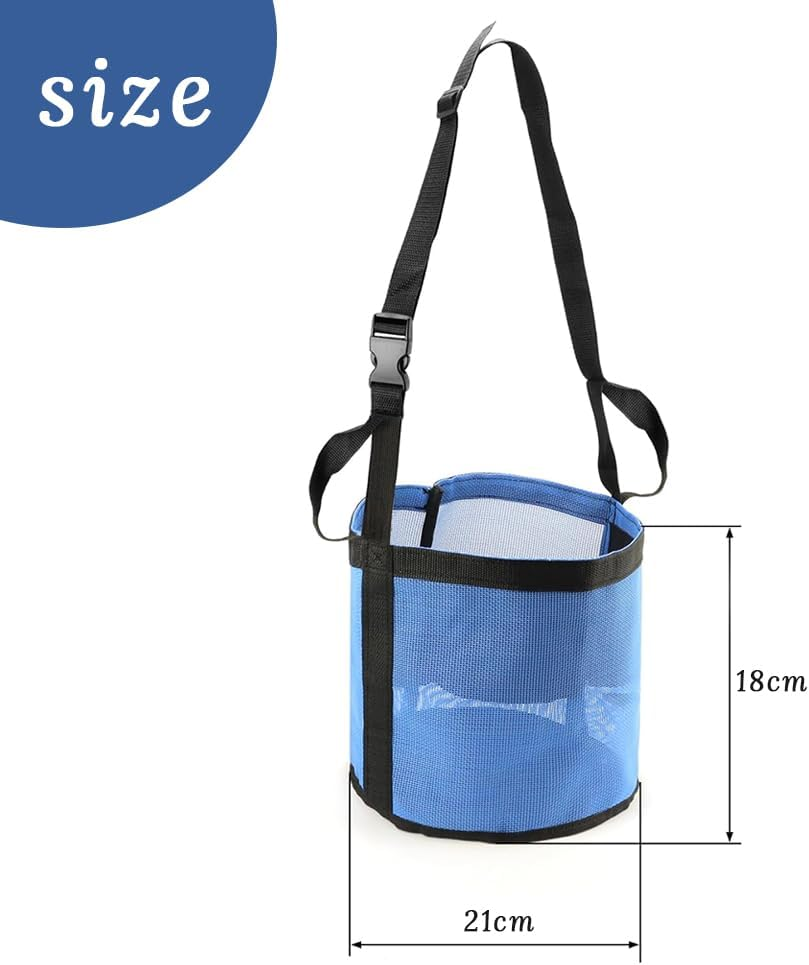 2 Pack Horse Feed Bags with Adjustable Halter Strap, Horse Feed Bucket, Mouth Hay Bag, Durable Mesh Grain Feeder for Feeding Horses (Blue) image number 4