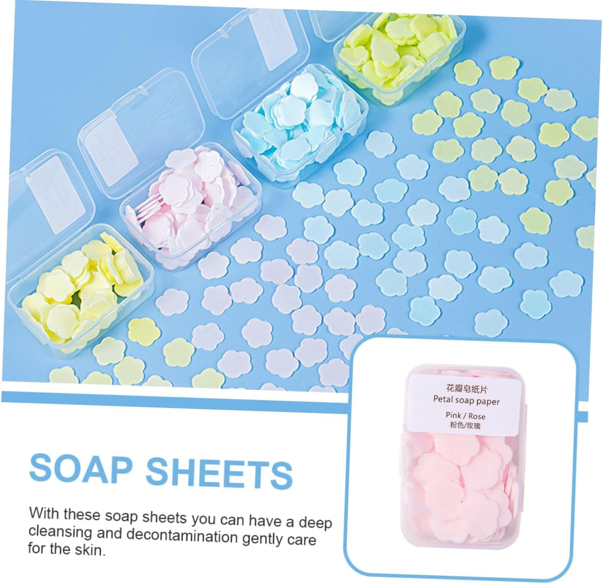 Abaodam Portable Paper Soap Sheets 16 Boxes Disposable Hand Wash Soap Flakes Scented, Milk, Rose, Jasmine Fragrance Travel Hand Cleaning Essentials image number 1