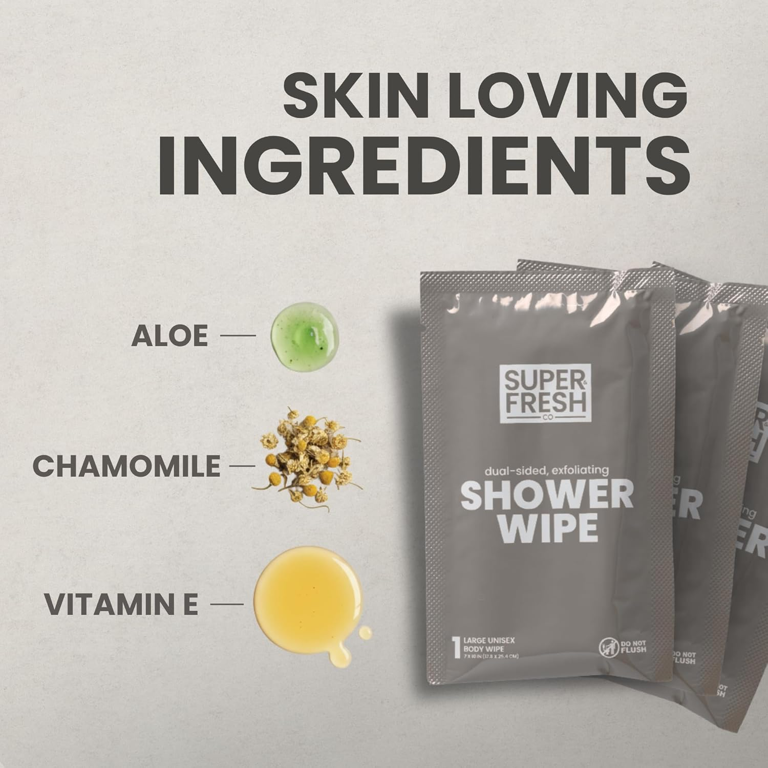 Super Fresh Shower Wipes Large Sandalwood Body Wipes for No Rinse Bathing Personal Hygiene Gym Travel or Camping Enriched with Aloe and Vitamin E 10 Individually Wrapped Disposable Sheets image number 5