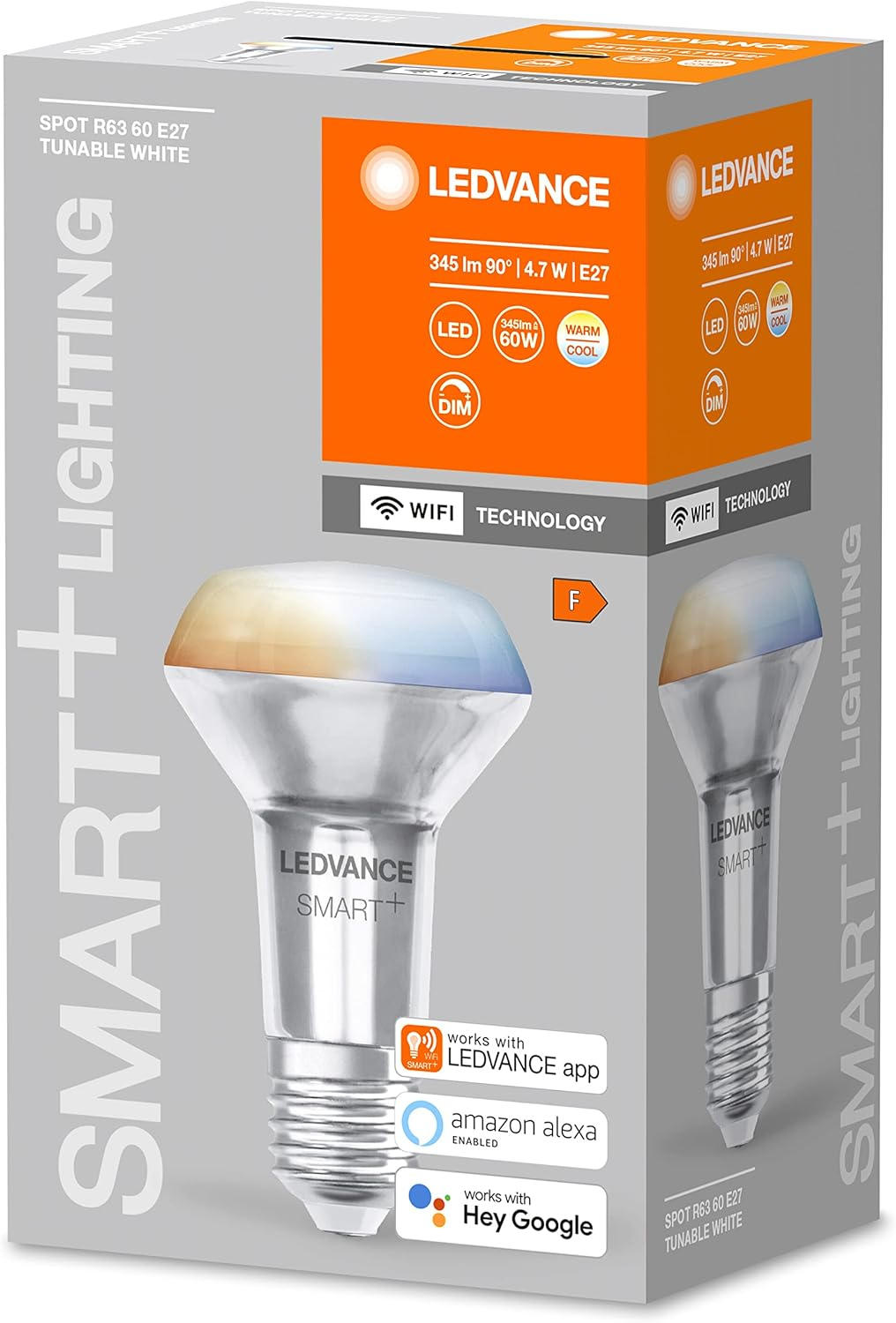 LEDVANCE Smart LED R63 Spotlight Bulb with Wifi Technology, E27 Socket, Light Colour Changeable (2700-6500K), Replacement for Conventional 60W Reflector Bulbs, Controllable with Alexa, Google & App image number 2