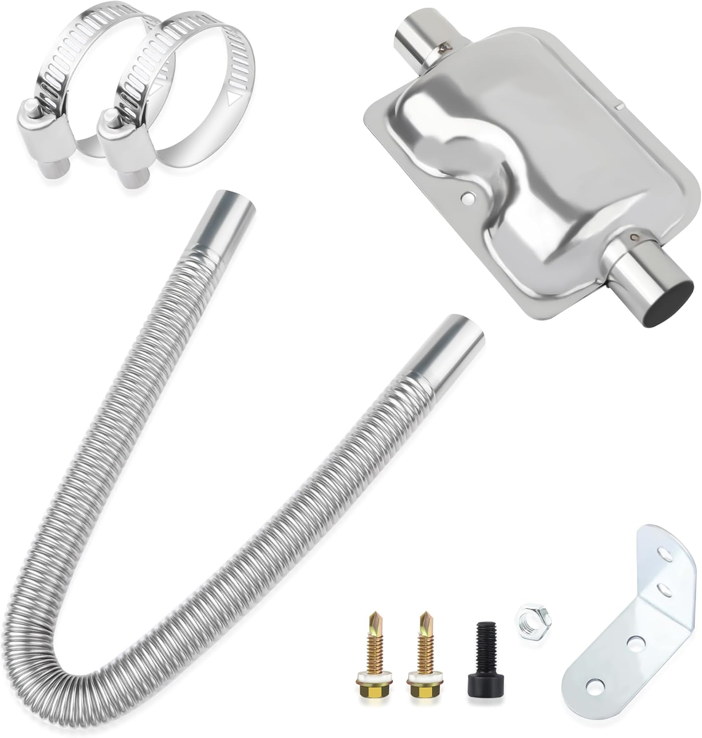 25Mm/0.98" Diesel Heater Exhaust Pipe with Silencer Muffler,Stainless Steel Pipe for Car Modified Intake & Exhaust System,Universal Car Accessories Diesel Heater Hose Kit image number 4