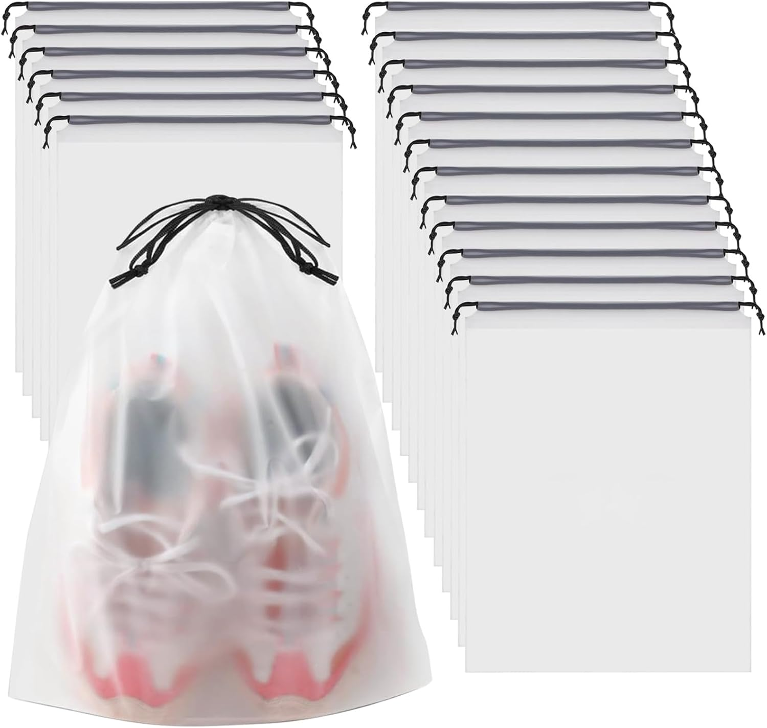 20 Pack Clear Shoe Bags for Travel, Transparent Shoe Bags Large, Waterproof & Dustproof Drawstring Travel Shoe Bags for Packing, Shoes Organizers Storage Pouch for Men and Women