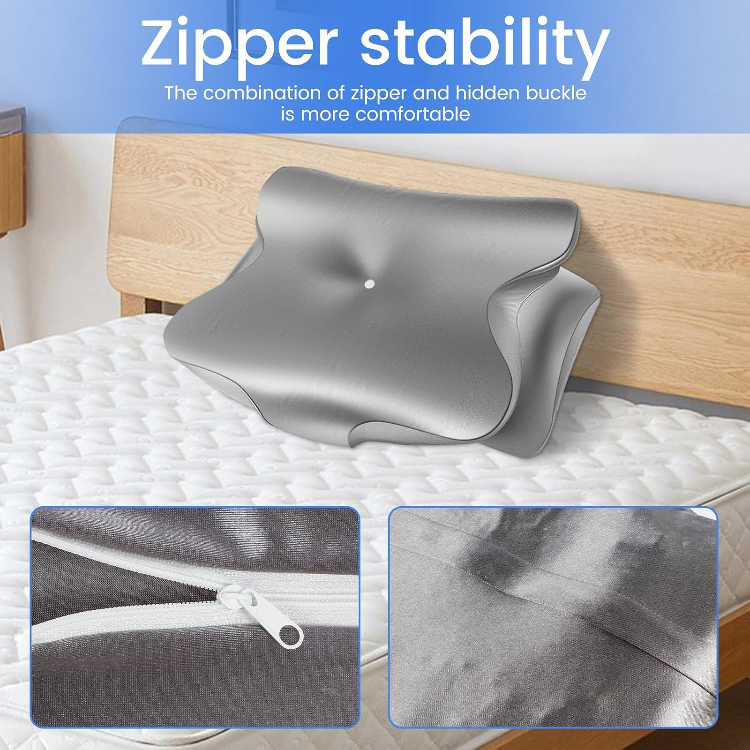 Djapwpx-Contour Pillow Case Cover with Zipper, Smooth Contour Pillowcase, Soft Cervical Neck Pillow Cover, Comfortable Pillow Covers, Machine Washable for Pillows Home