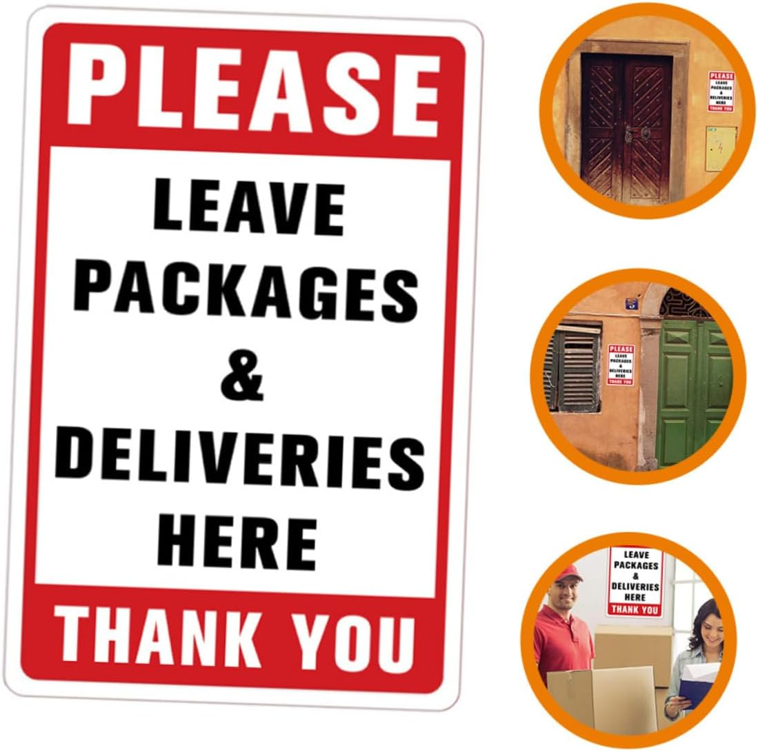 AUTSUPPL Please Leave Deliveries Here Sign Wall Adhesive Package Storage Sticker Practical Wall Decoration for Package Easy to Use PVC Sign for Deliveries and Packages