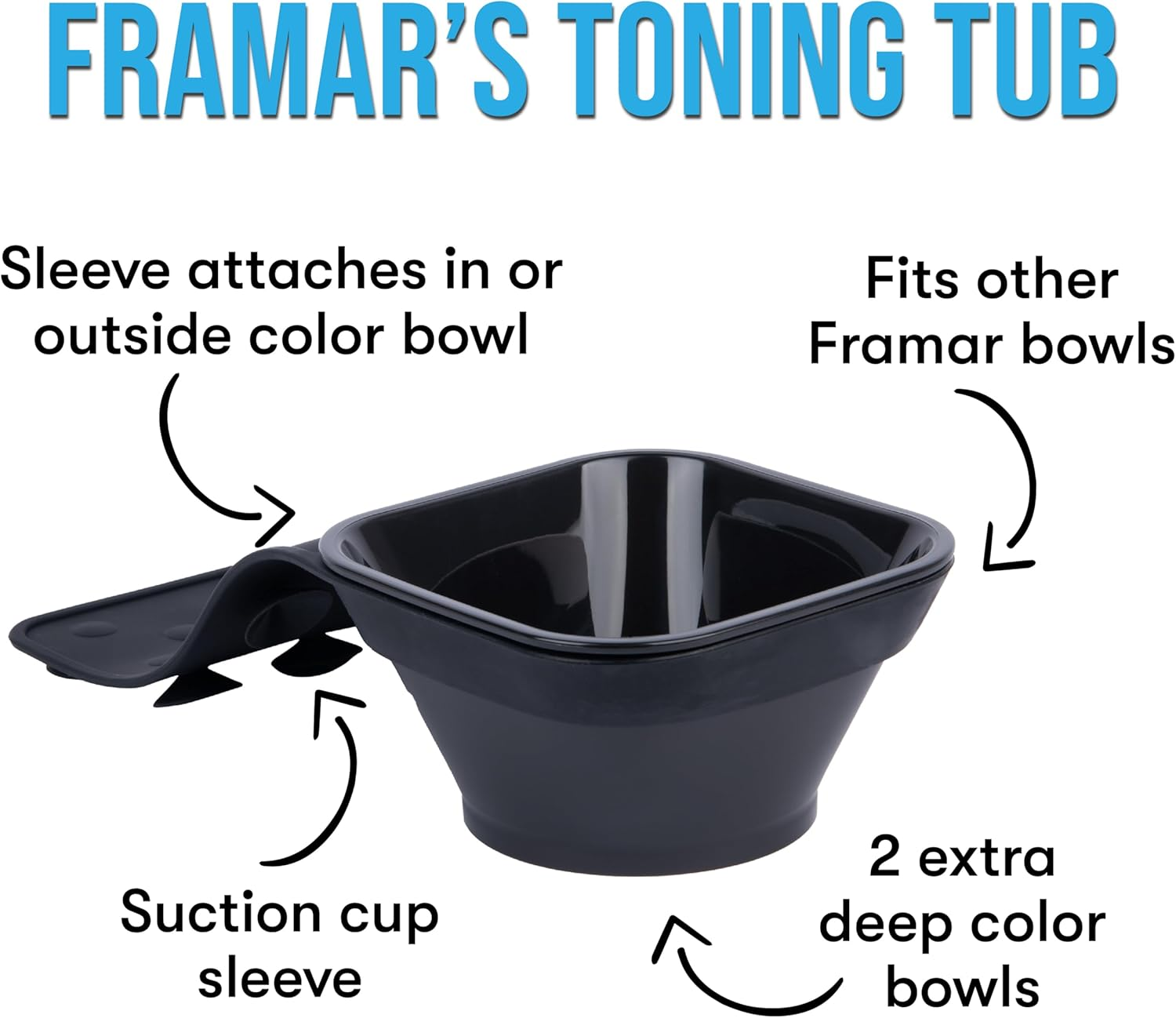 FRAMAR Toning Tub Hair Dye Bowl &ndash; Hair Color Bowls for Hairstylist, Hair Color Bowl, Hair Color Mixing Bowl, Hair Dye Bowls, Suction to Sink or Shampoo Station for Easy Toning &ndash; 2Pc image number 3